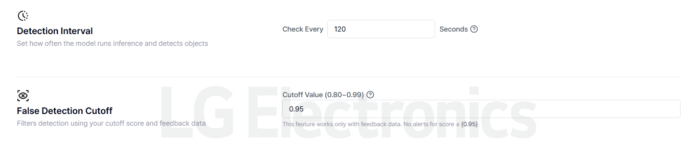 Detection Settings Page